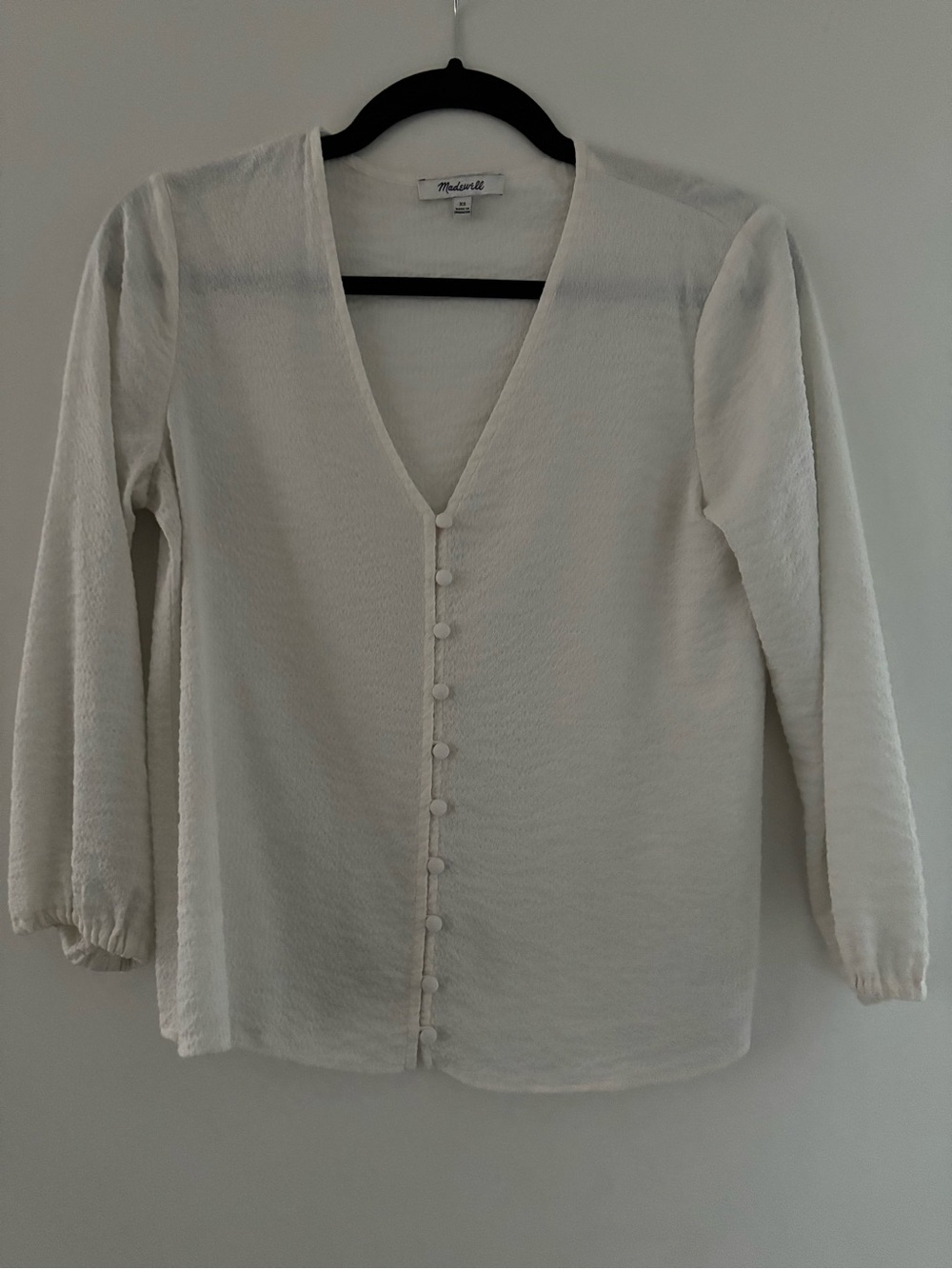 Madewell Cream Button-Front V-Neck Blouse